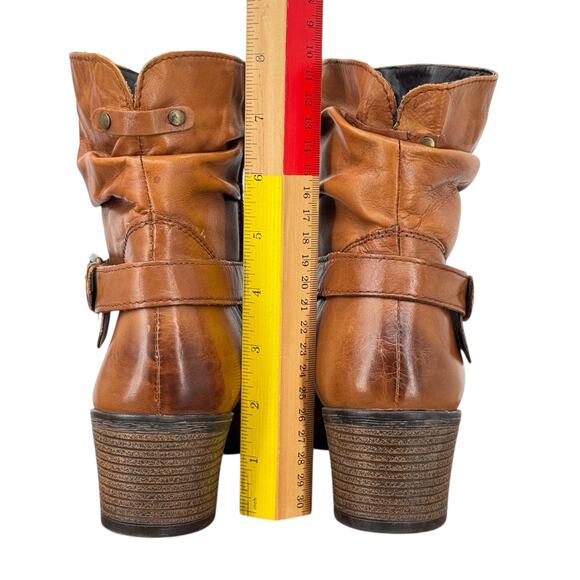 Lasocki Scrunchy Western Boot Leather Women's SZ 39 Leather Brown Zip Buckle - Picture 2 of 12